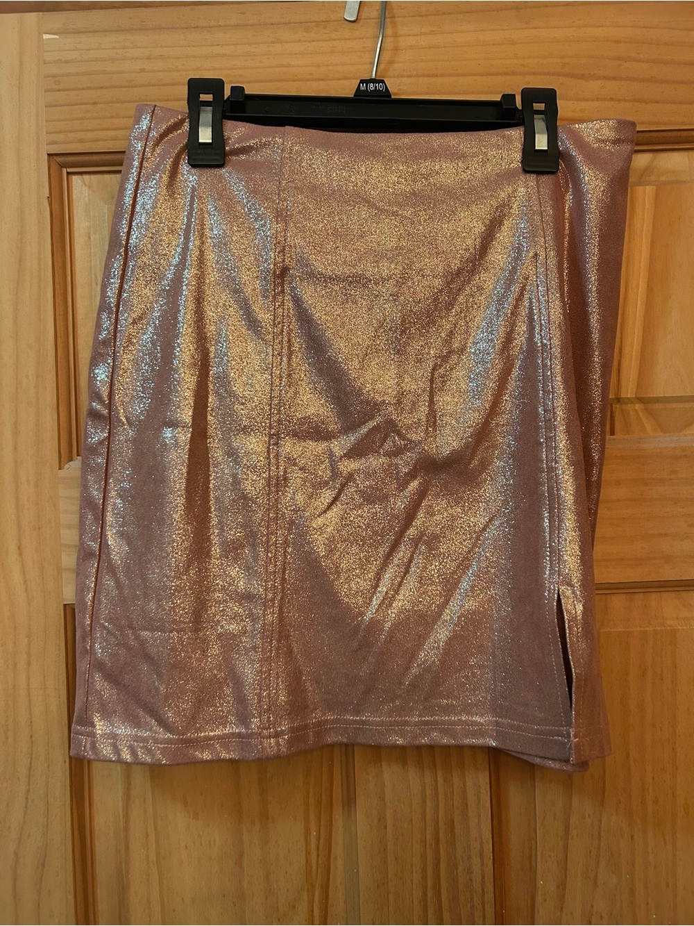 Main Strip Metallic Rose Mini Skirt